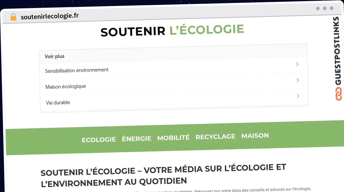 Publish Guest Post on soutenirlecologie.fr