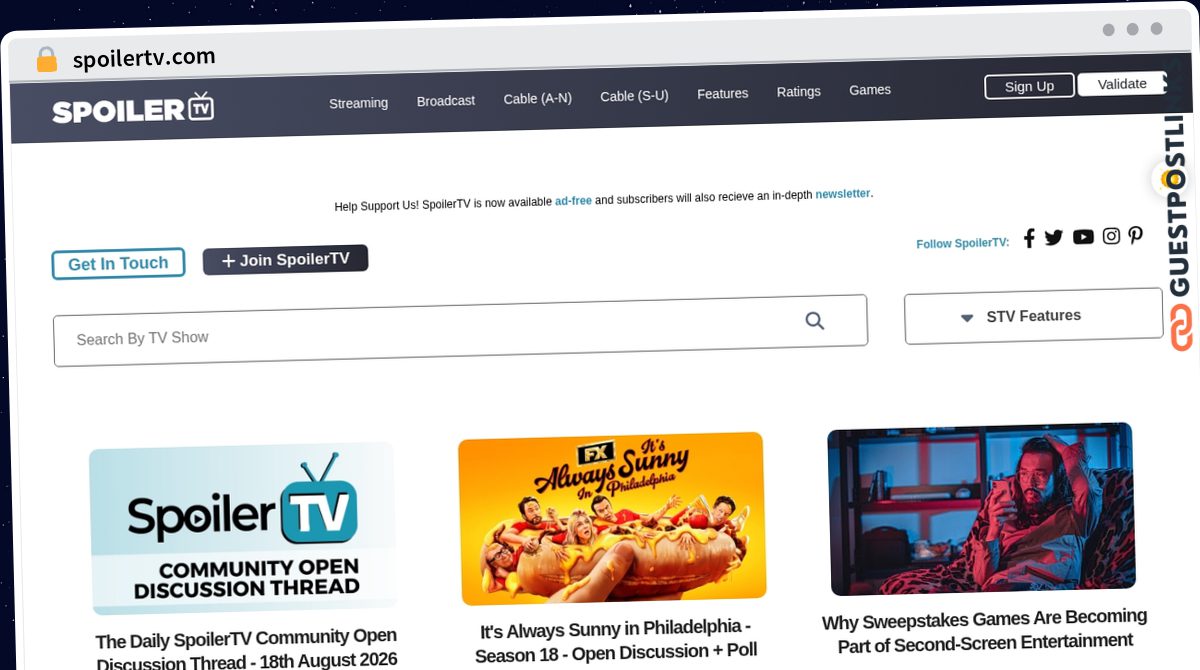 Publish Guest Post on spoilertv.com