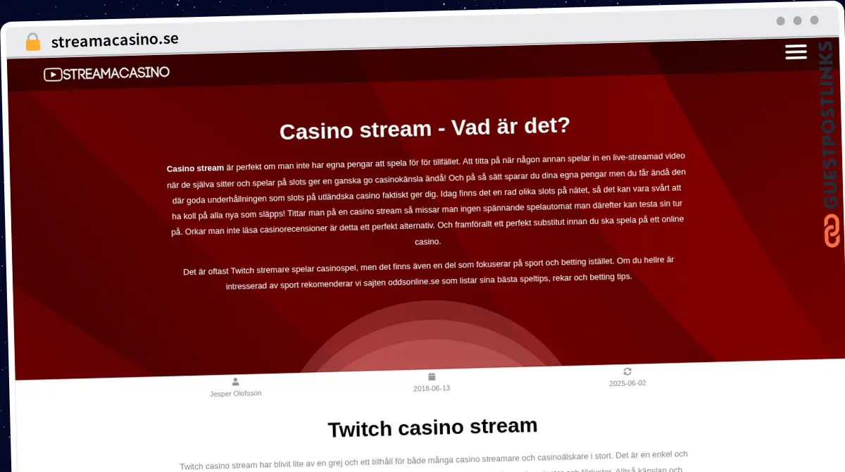 Publish Guest Post on streamacasino.se