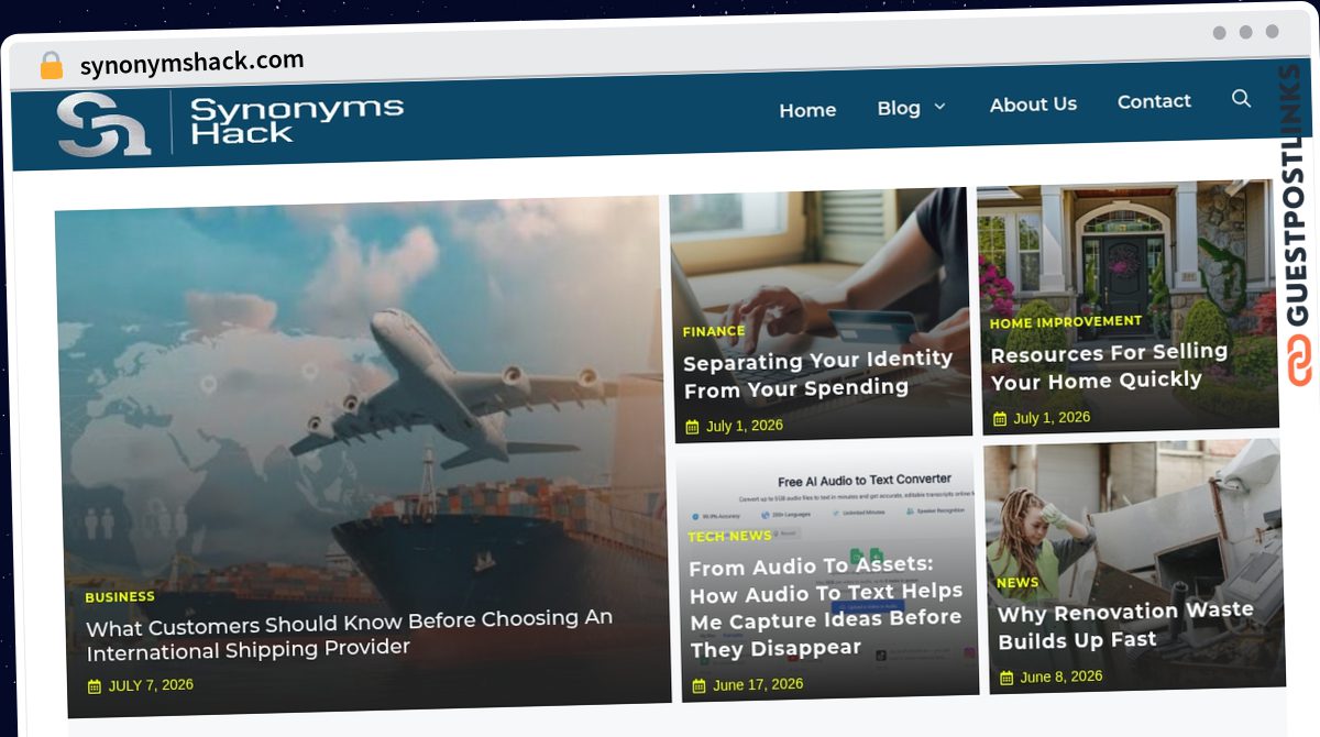 Publish Guest Post on synonymshack.com
