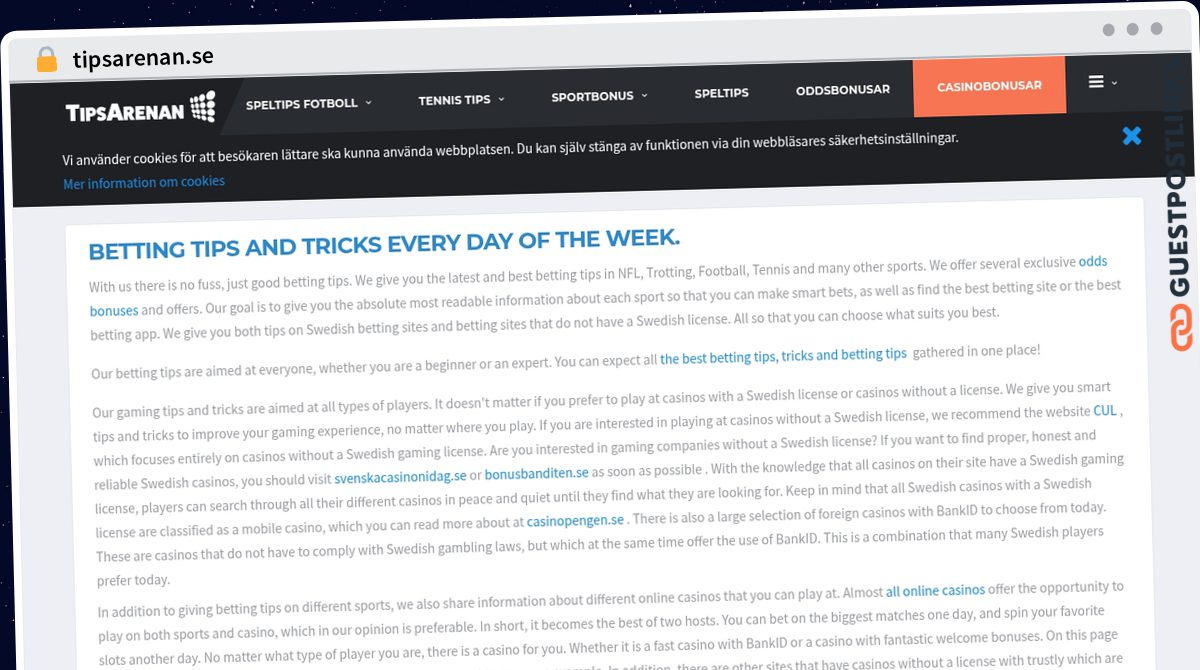 Publish Guest Post on tipsarenan.se