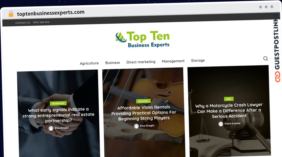 Publish Guest Post on toptenbusinessexperts.com