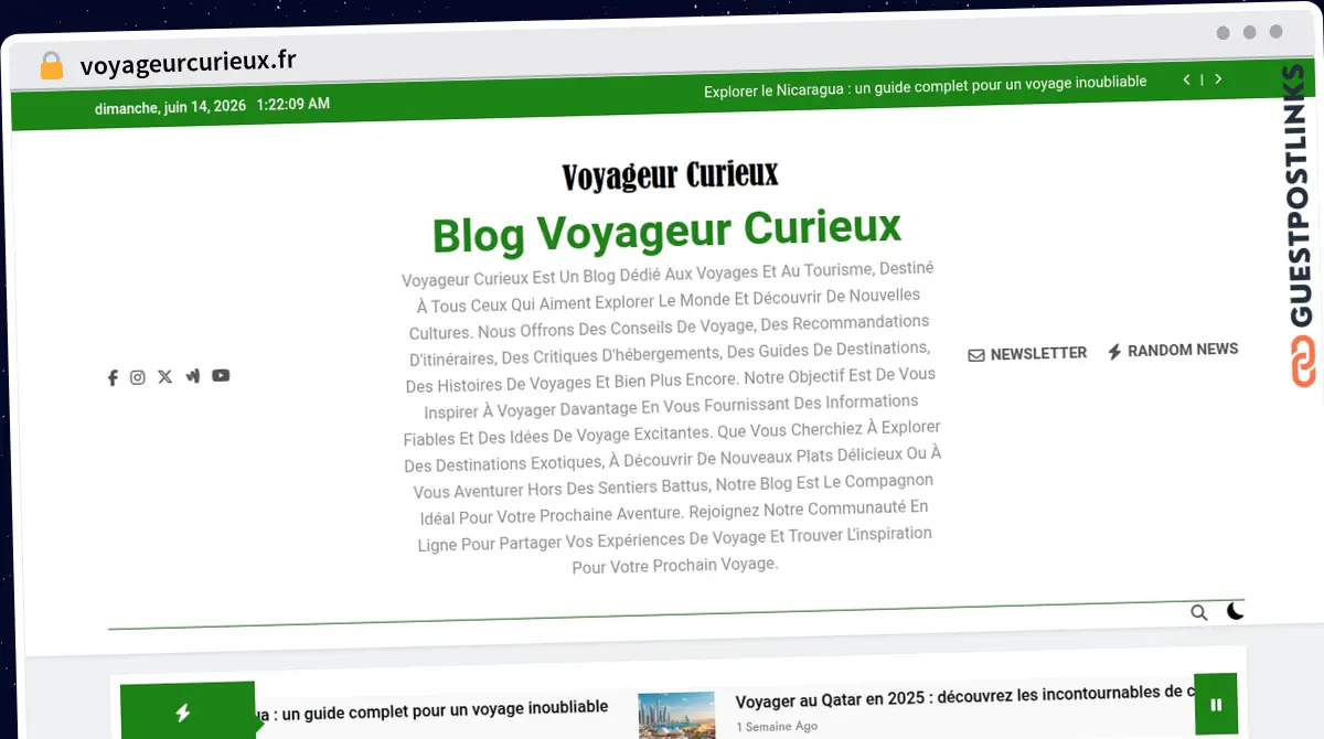 Publish Guest Post on voyageurcurieux.fr