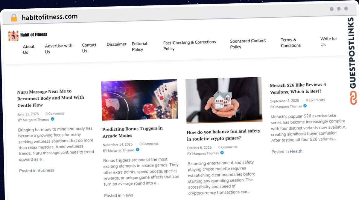 Publish Guest Post on habitofitness.com