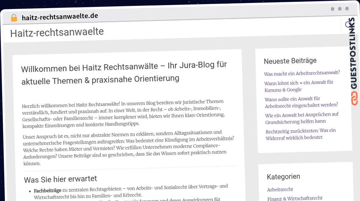 Publish Guest Post on haitz-rechtsanwaelte.de