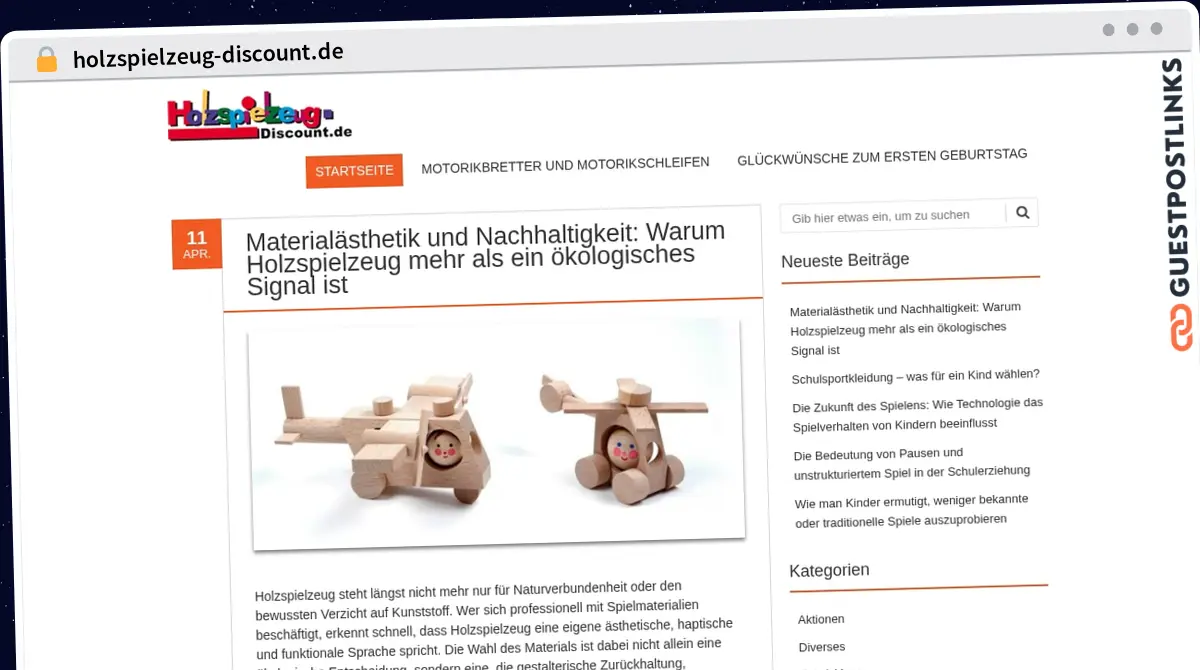 Publish Guest Post on holzspielzeug-discount.de