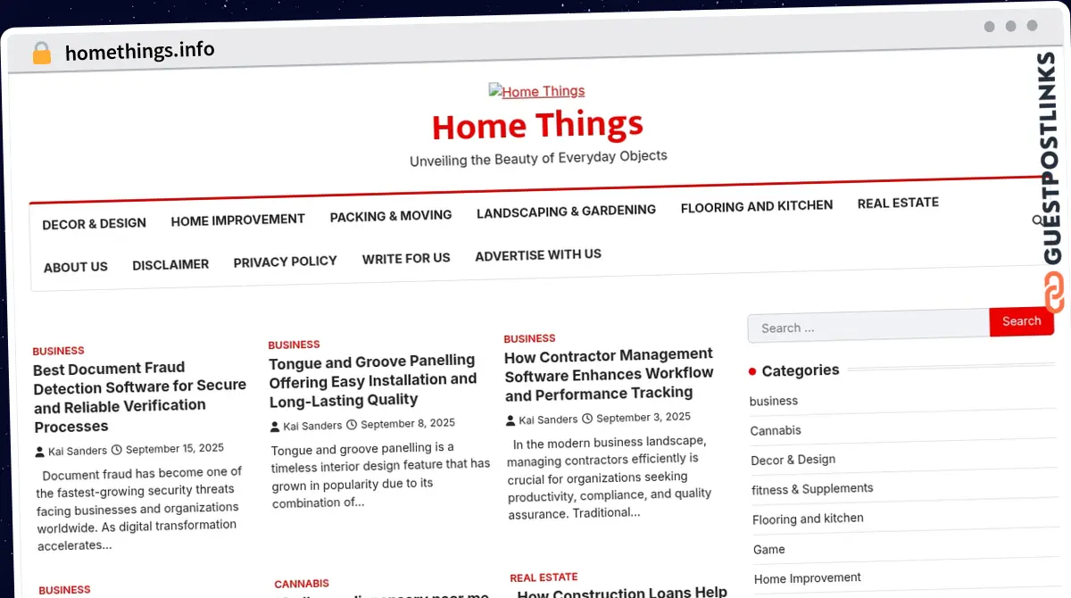 Publish Guest Post on homethings.info