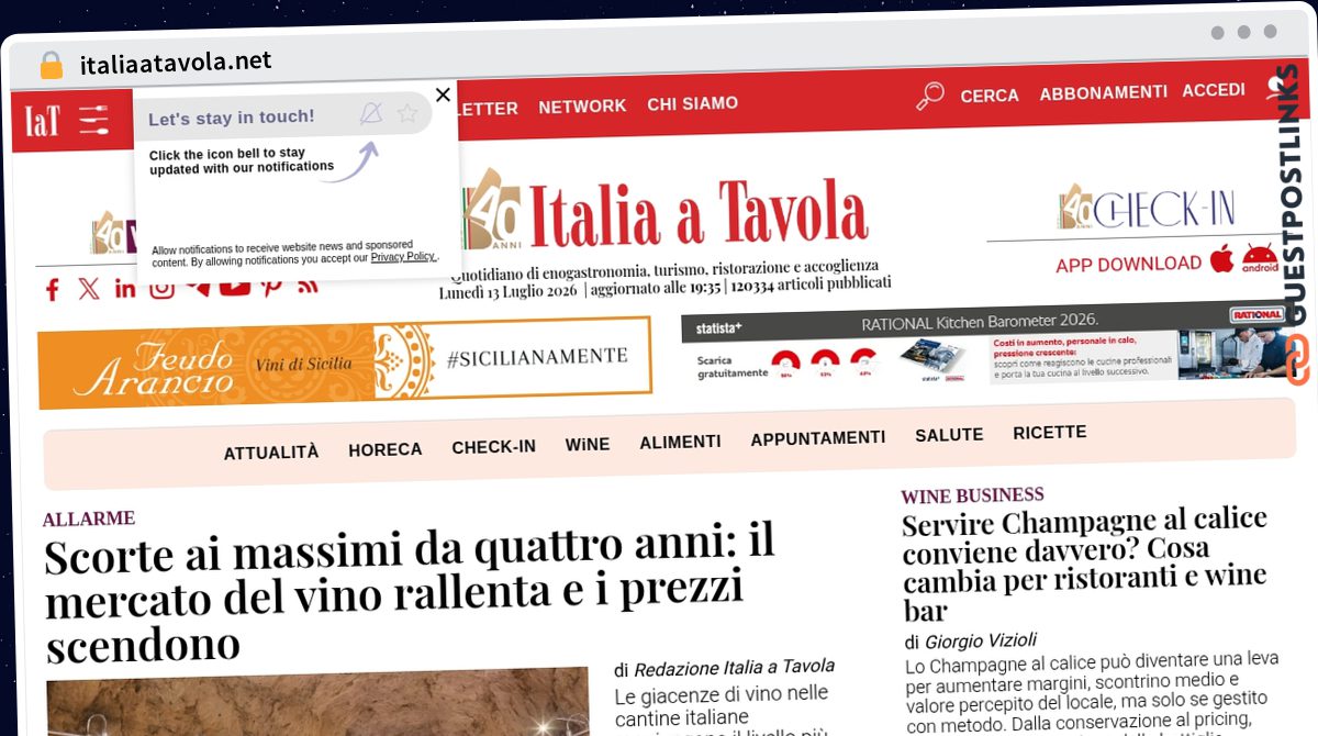 Publish Guest Post on italiaatavola.net
