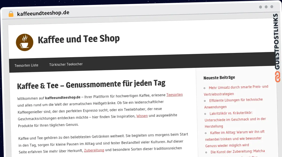 Publish Guest Post on kaffeeundteeshop.de
