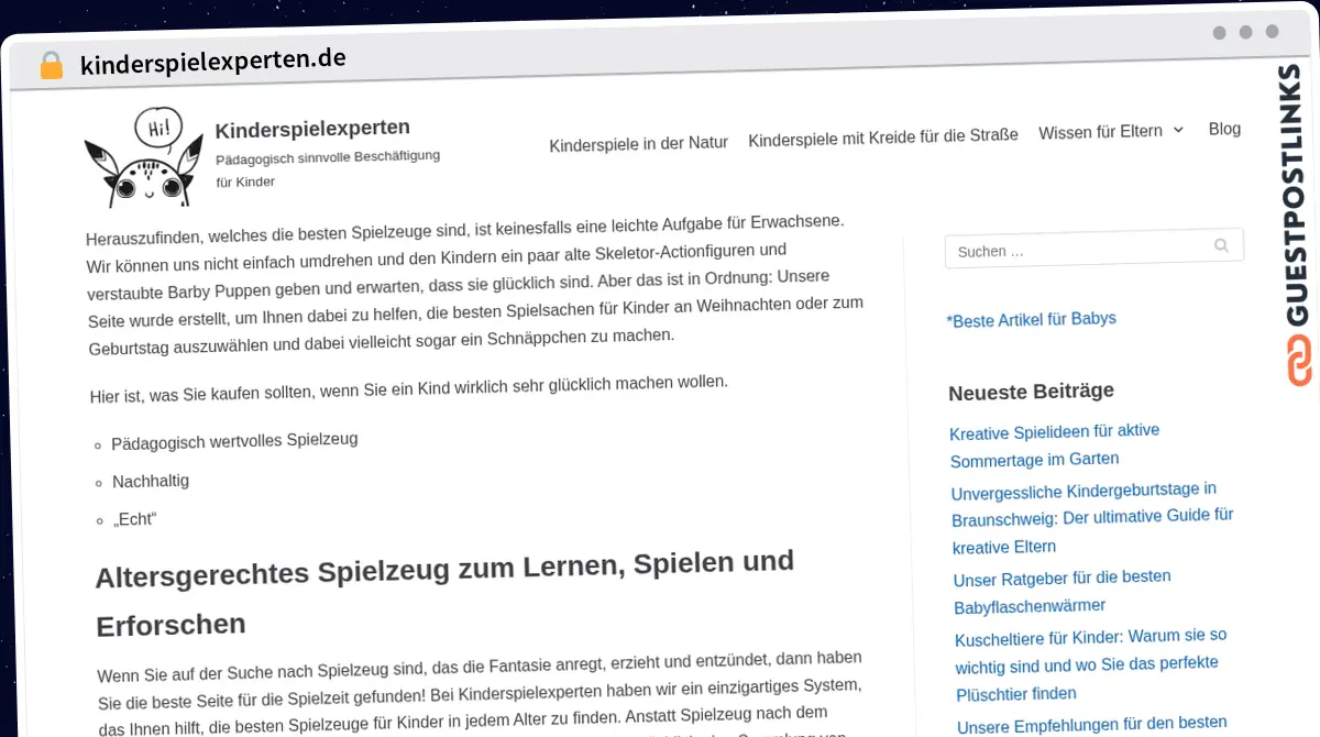 Publish Guest Post on kinderspielexperten.de
