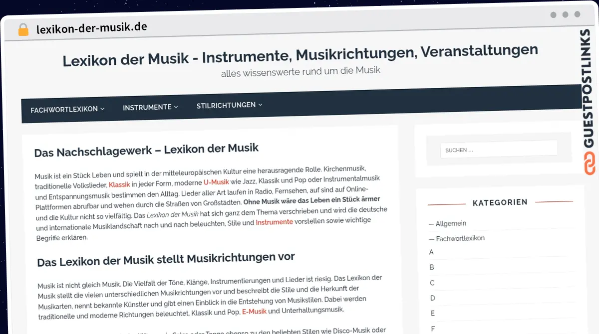 Publish Guest Post on lexikon-der-musik.de