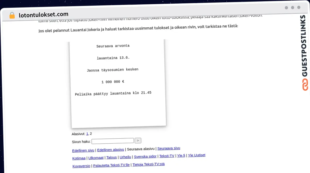 Publish Guest Post on lotontulokset.com