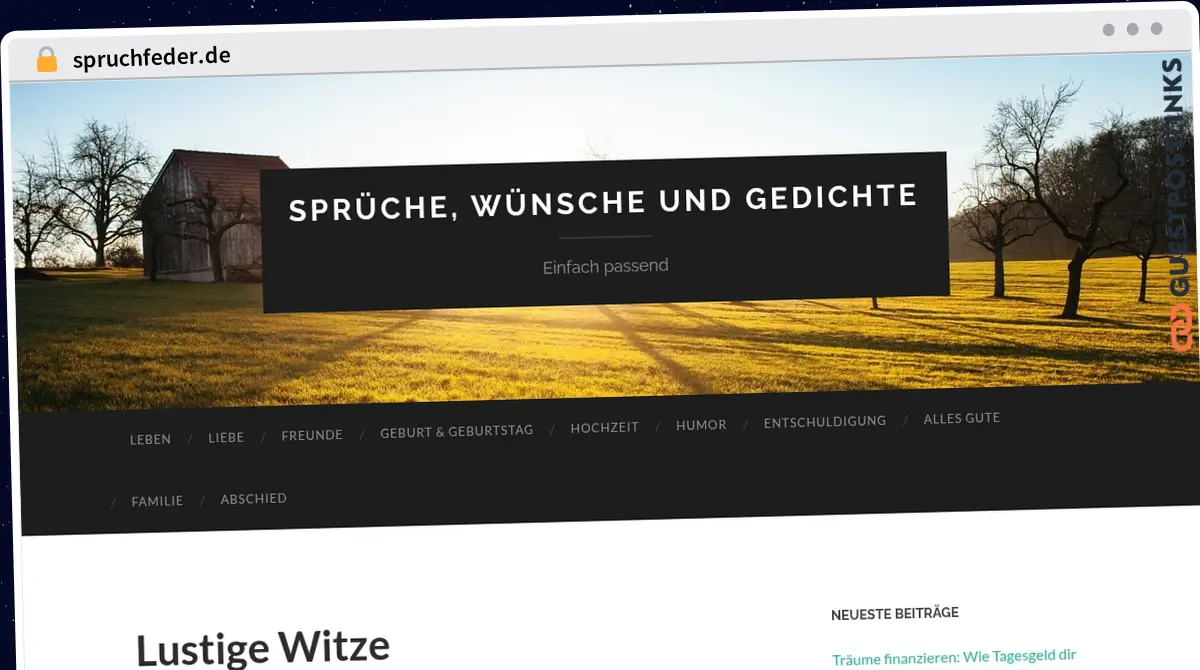Publish Guest Post on spruchfeder.de