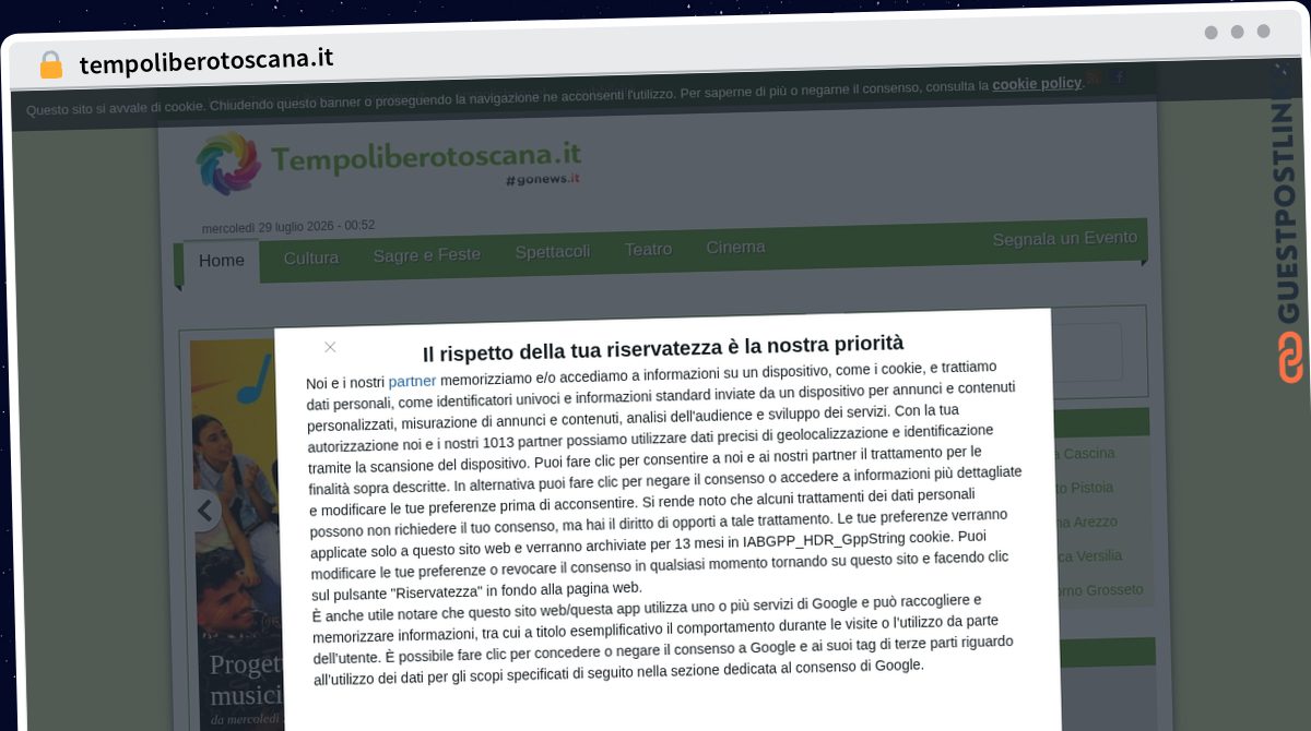 Publish Guest Post on tempoliberotoscana.it