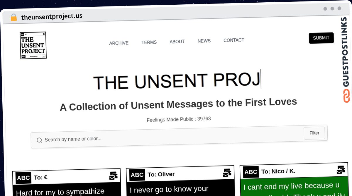 Publish Guest Post on theunsentproject.us