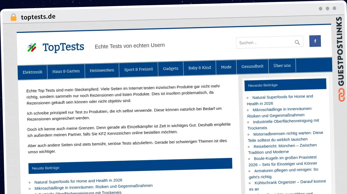 Publish Guest Post on toptests.de