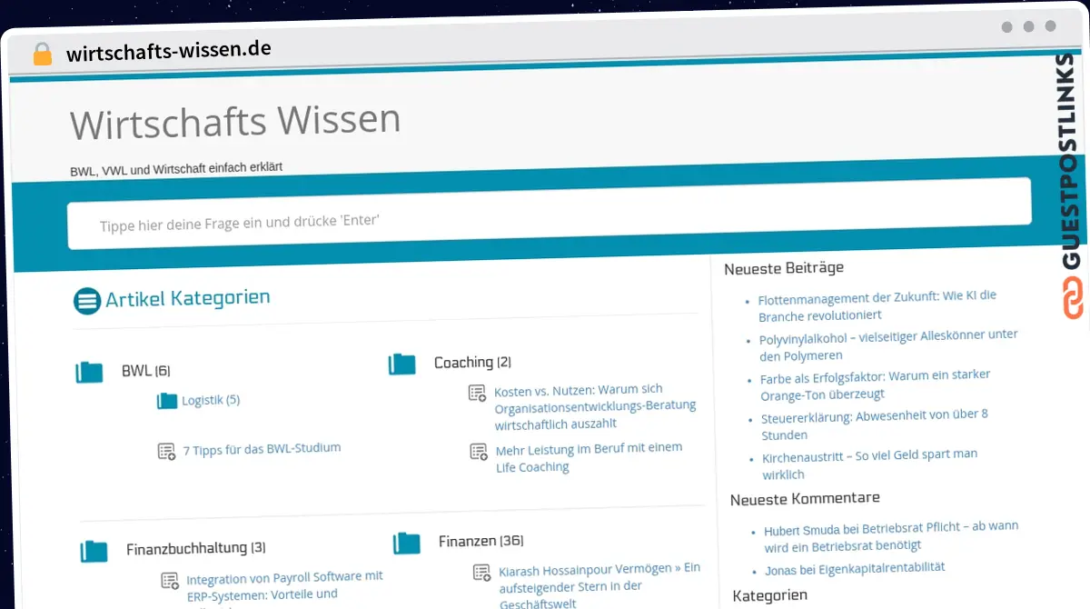 Publish Guest Post on wirtschafts-wissen.de