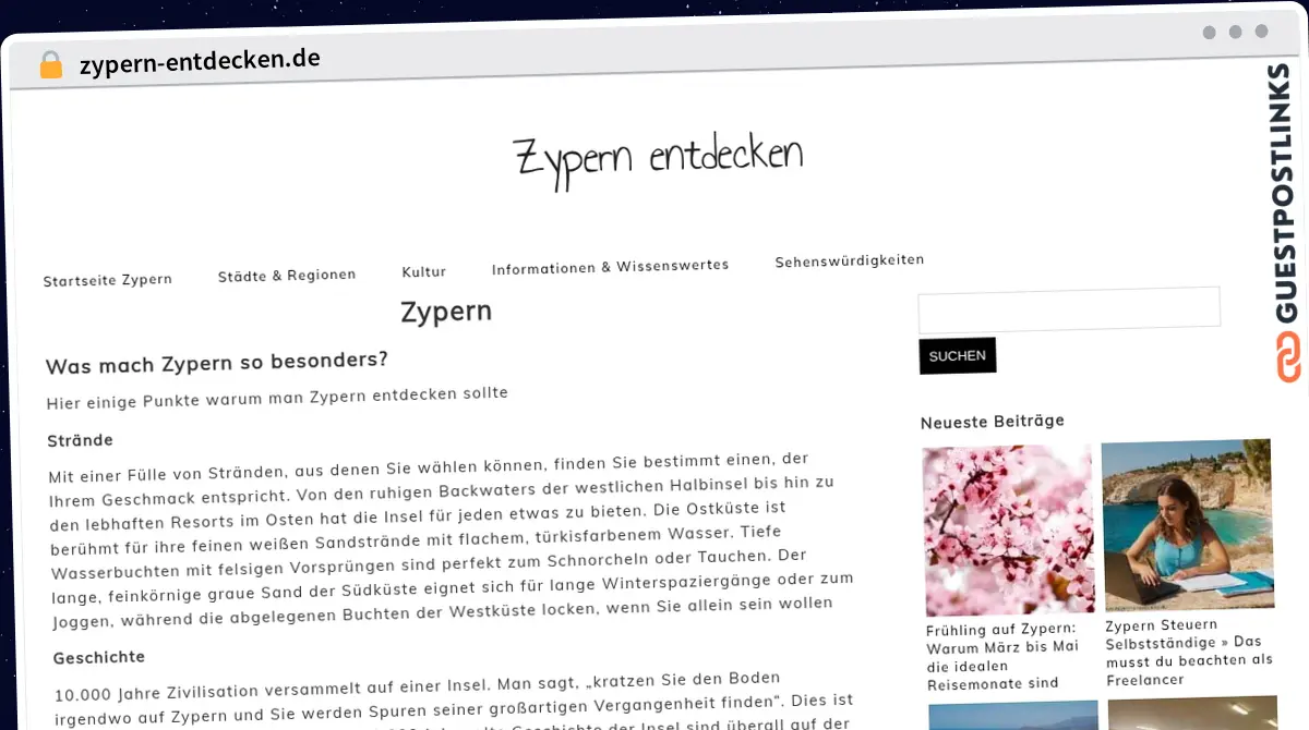 Publish Guest Post on zypern-entdecken.de