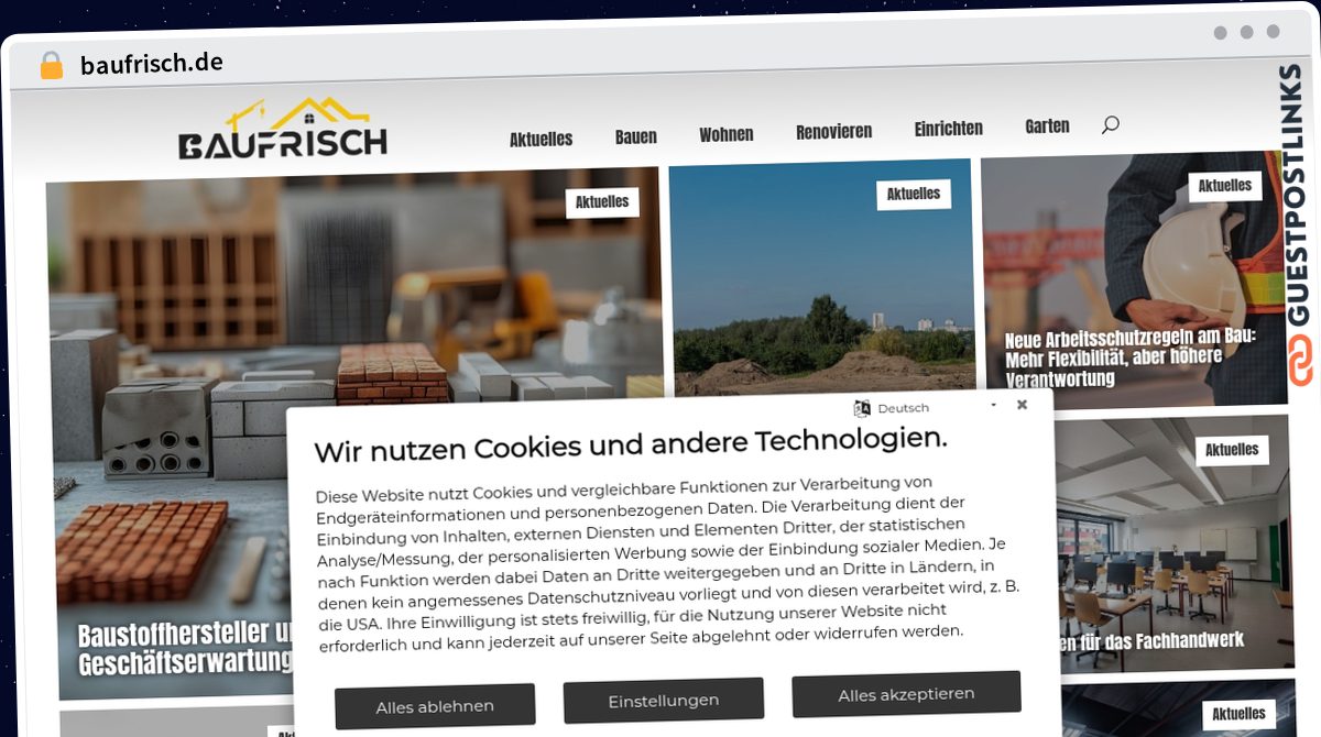 Publish Guest Post on baufrisch.de