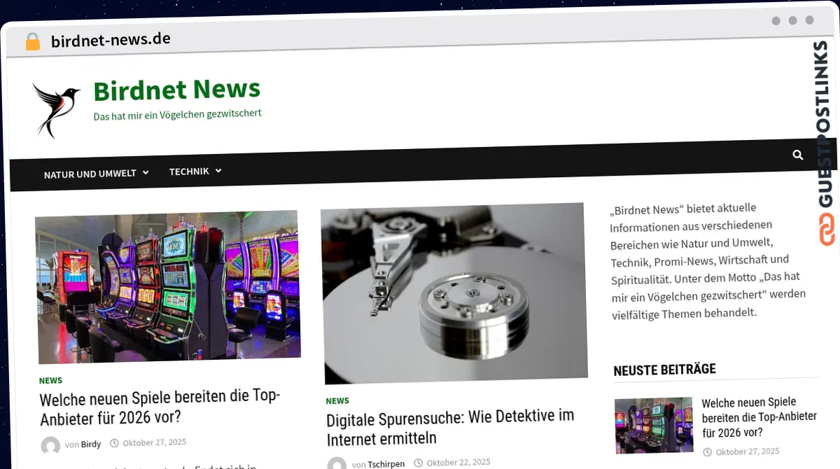 Publish Guest Post on birdnet-news.de