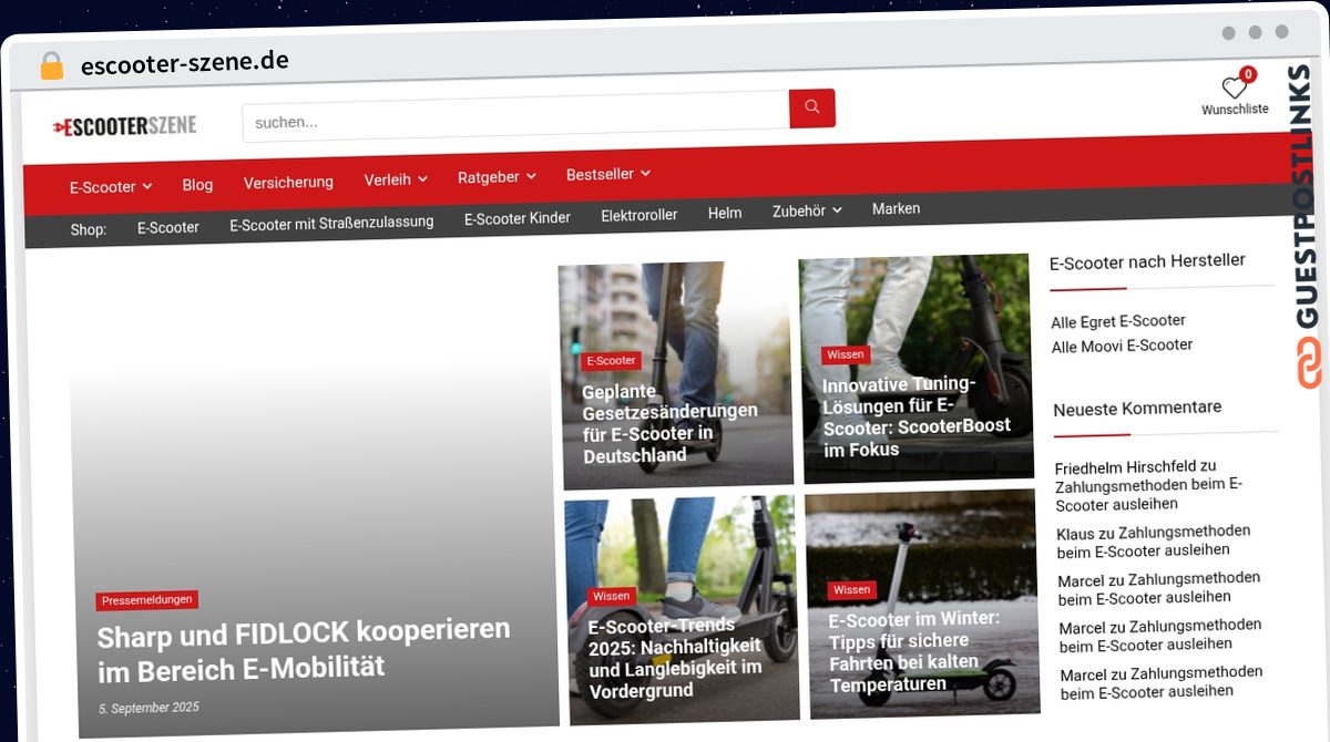 Publish Guest Post on escooter-szene.de