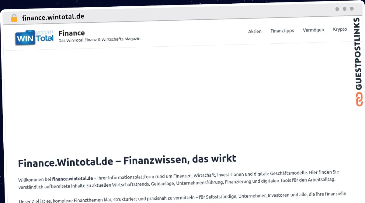 Publish Guest Post on finance.wintotal.de