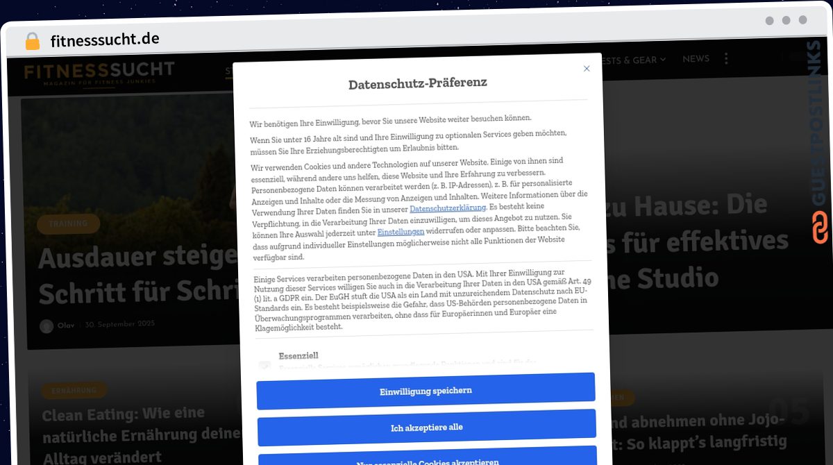 Publish Guest Post on fitnesssucht.de