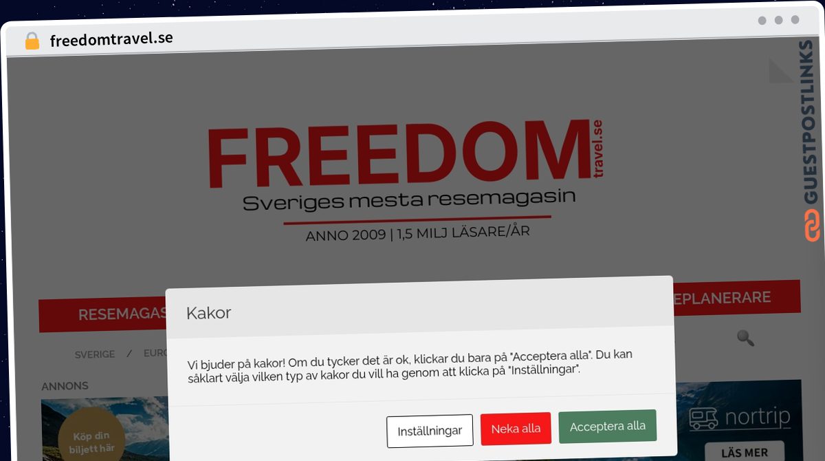 Publish Guest Post on freedomtravel.se