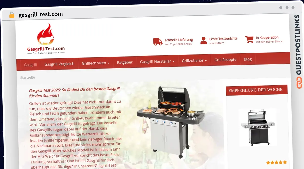 Publish Guest Post on gasgrill-test.com