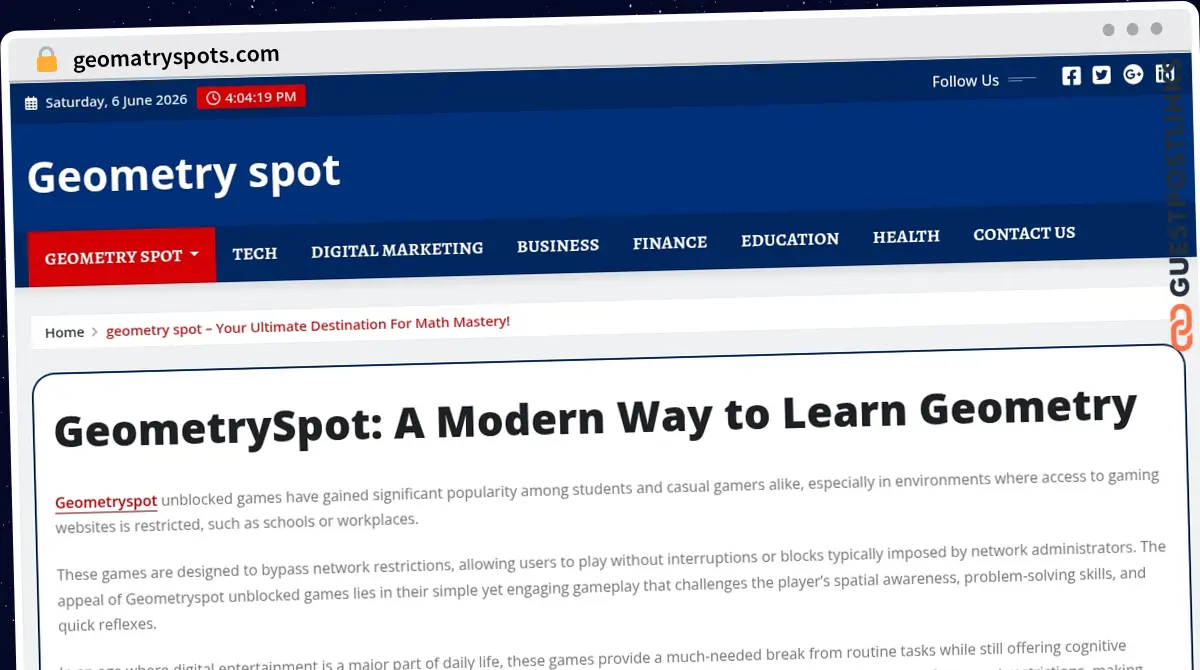 Publish Guest Post on geomatryspots.com