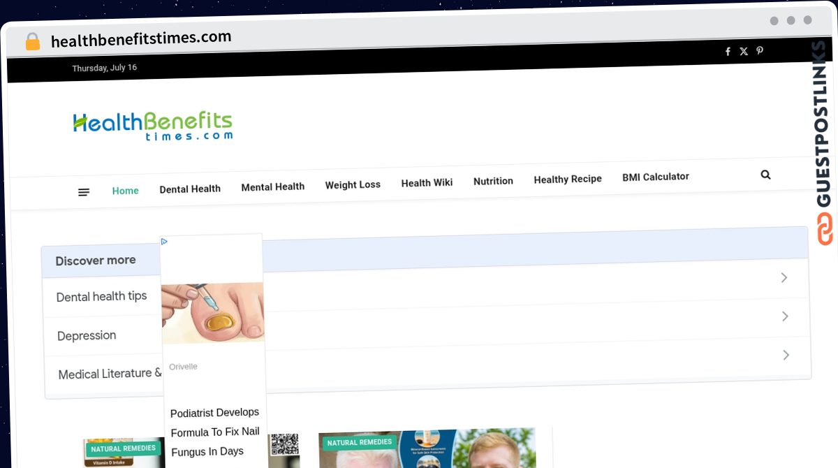 Publish Guest Post on healthbenefitstimes.com