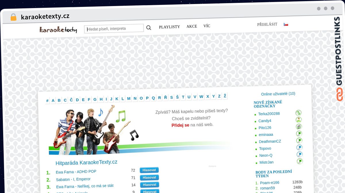 Publish Guest Post on karaoketexty.cz