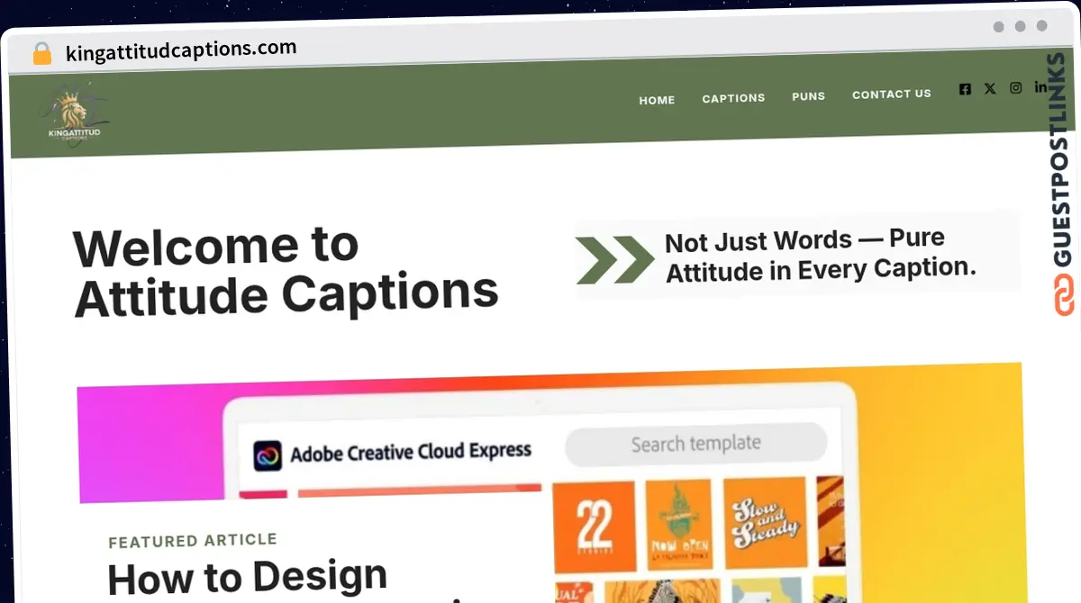 Publish Guest Post on kingattitudcaptions.com