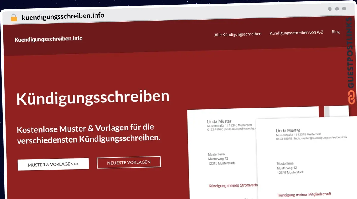 Publish Guest Post on kuendigungsschreiben.info