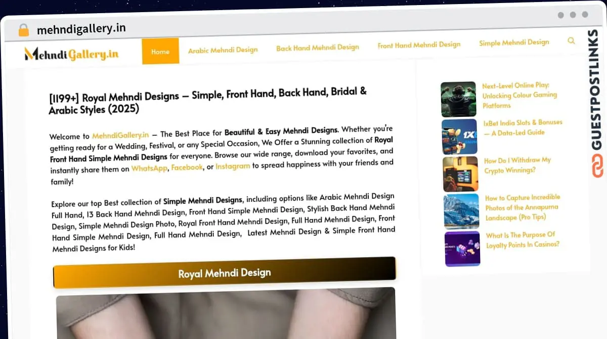 Publish Guest Post on mehndigallery.in