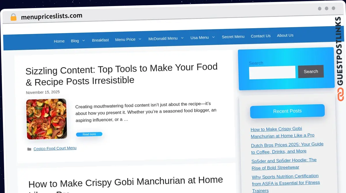 Publish Guest Post on menupriceslists.com