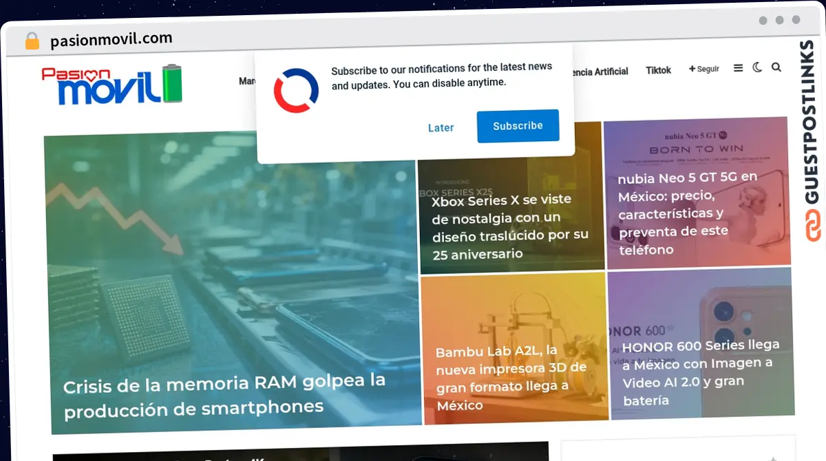 Publish Guest Post on pasionmovil.com