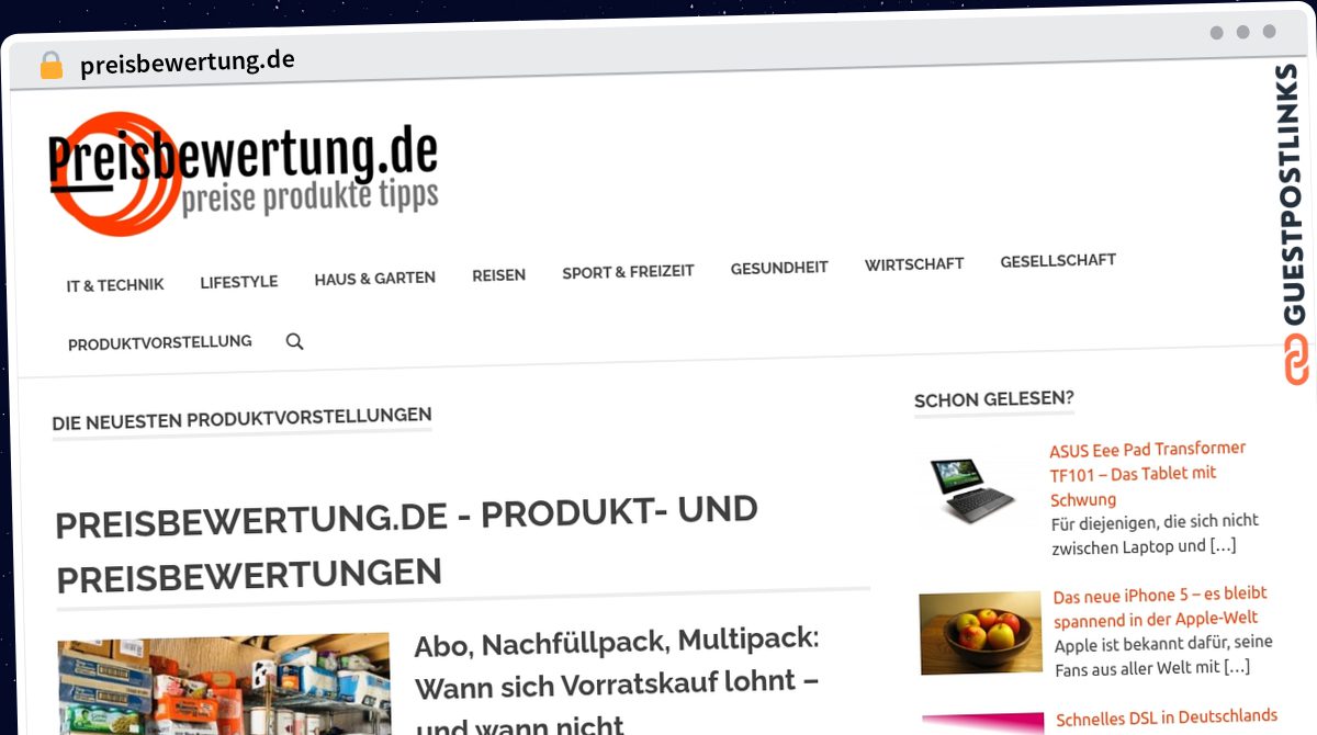 Publish Guest Post on preisbewertung.de