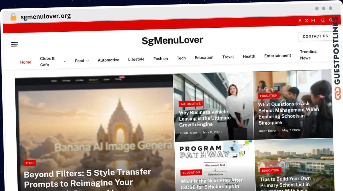 Publish Guest Post on sgmenulover.org