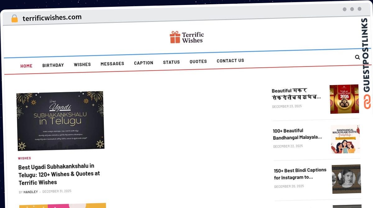 Publish Guest Post on terrificwishes.com