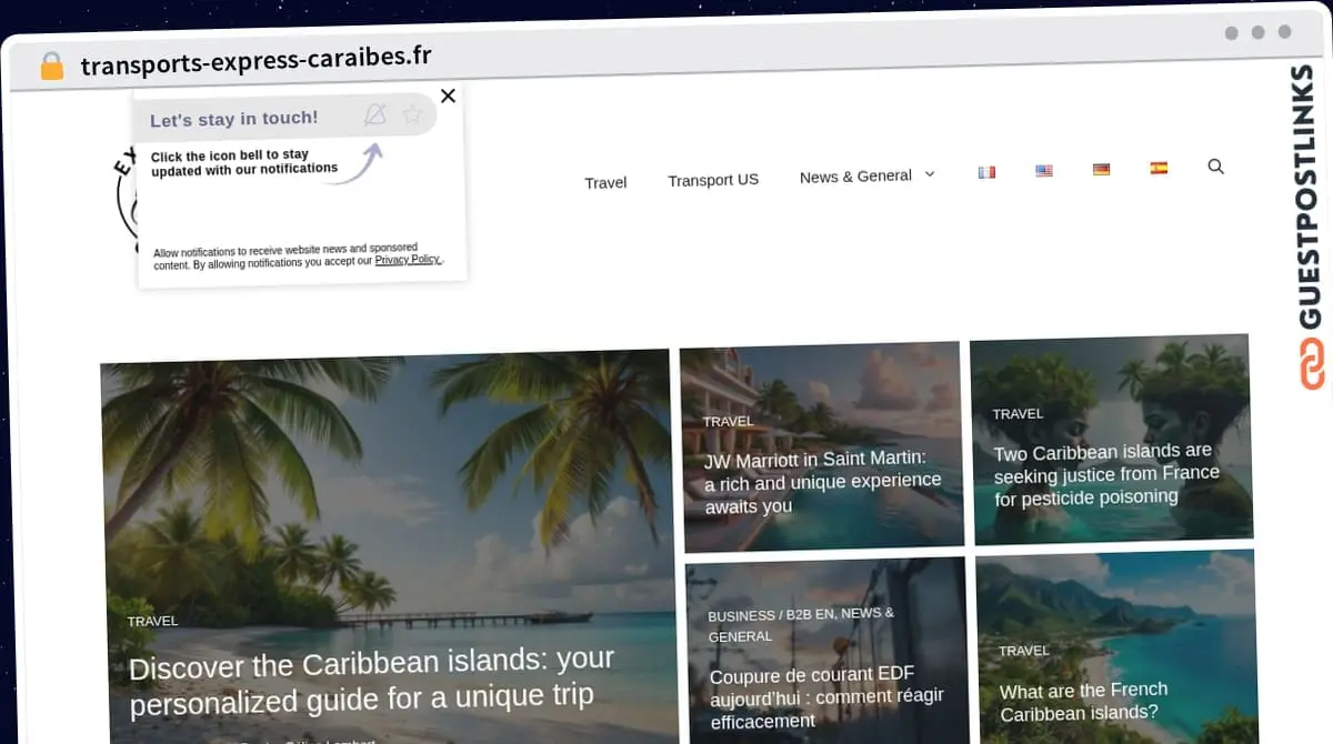 Publish Guest Post on transports-express-caraibes.fr