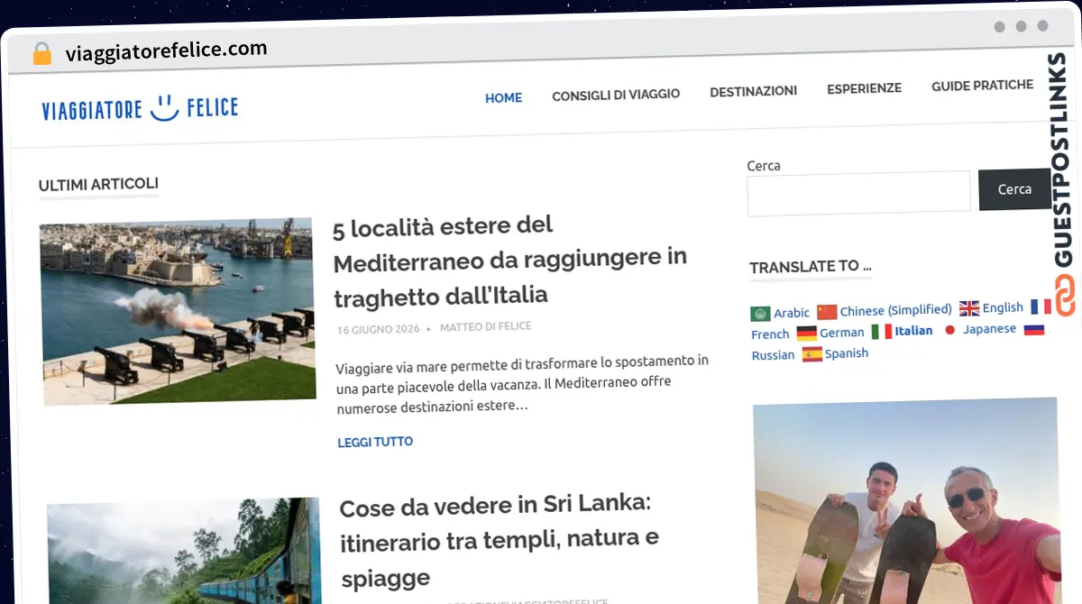 Publish Guest Post on viaggiatorefelice.com