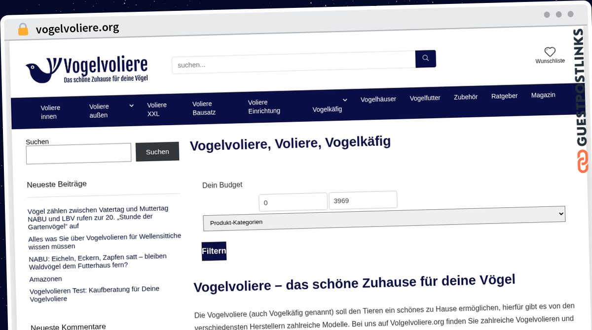 Publish Guest Post on vogelvoliere.org