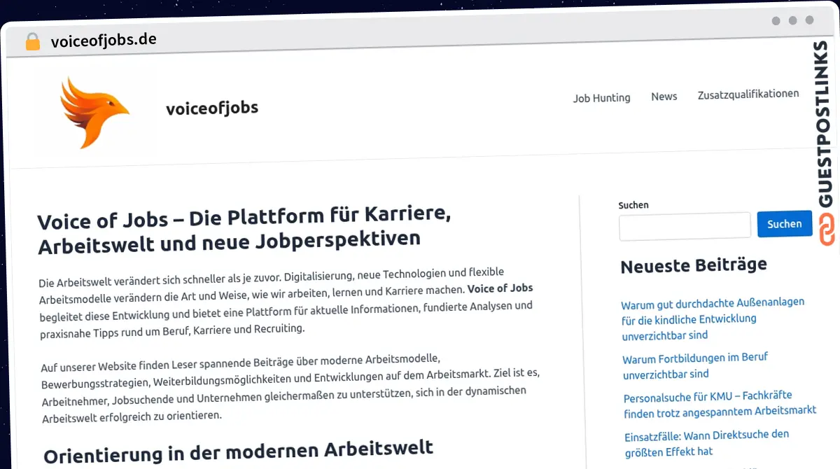 Publish Guest Post on voiceofjobs.de