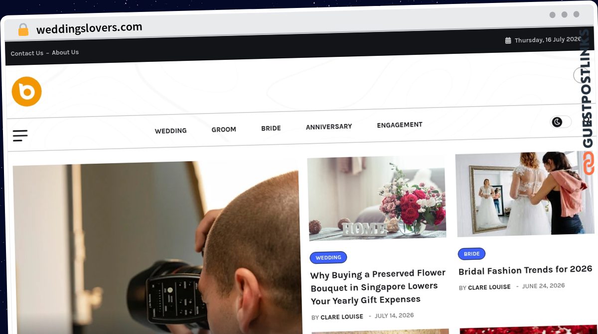 Publish Guest Post on weddingslovers.com