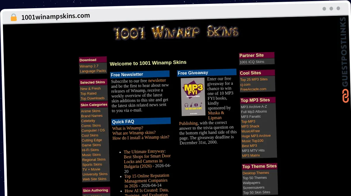 Publish Guest Post on 1001winampskins.com