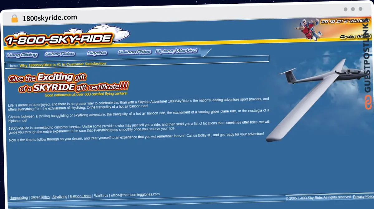 Publish Guest Post on 1800skyride.com