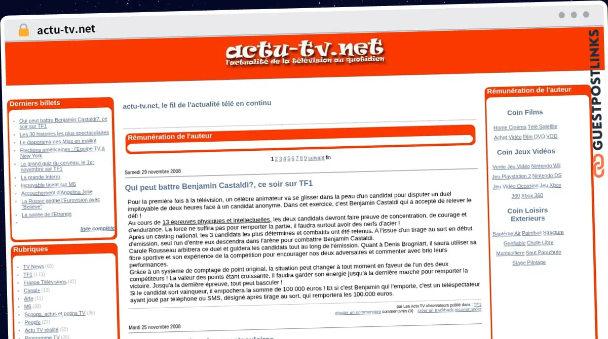 Publish Guest Post on actu-tv.net