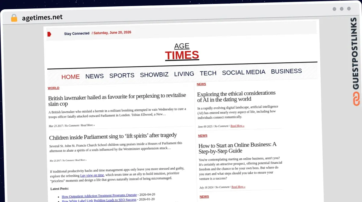 Publish Guest Post on agetimes.net