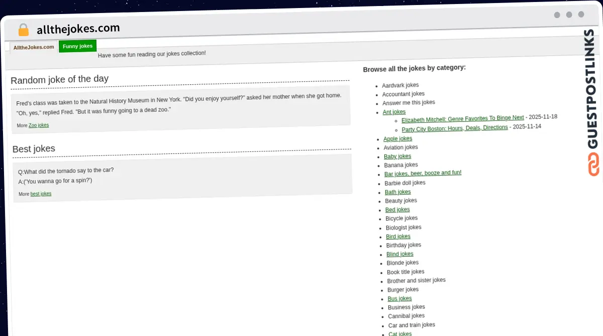 Publish Guest Post on allthejokes.com